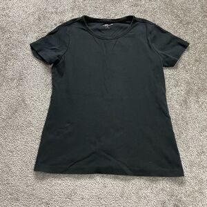 Lands' End Basic Tee Top Women XS Black Round Neck Short Sleeve Casual T-Shirt